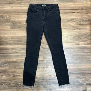 Good American Jeans Raw Hem Skinny Black Stretch GLRH419T Size 8/29